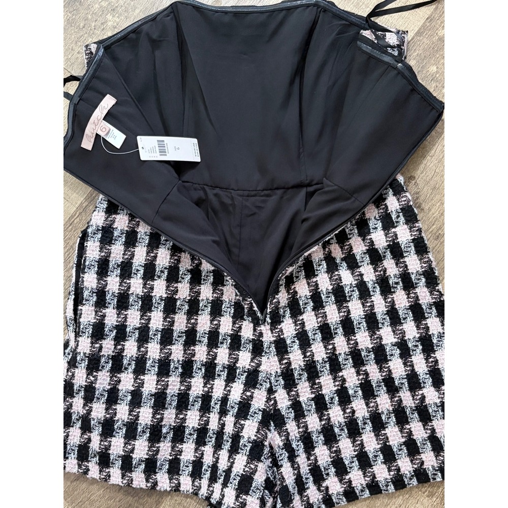 Anthropologie Hutch White Pink Gingham Tweed Strapless‎ Romper Jumpsuit  6 New - Picture 4 of 8
